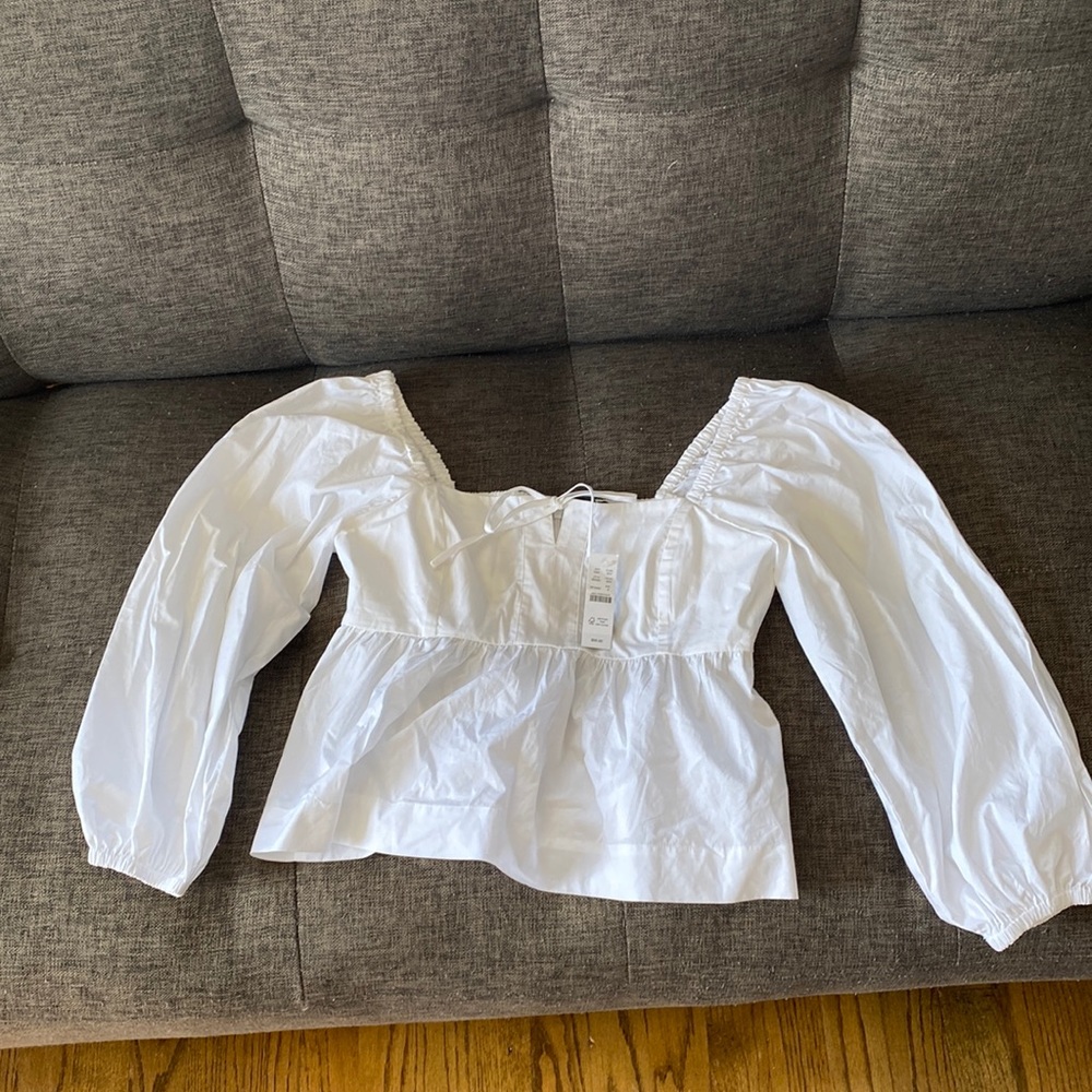 J. Crew Squareneck cotton poplin top. New with tags. Never worn.